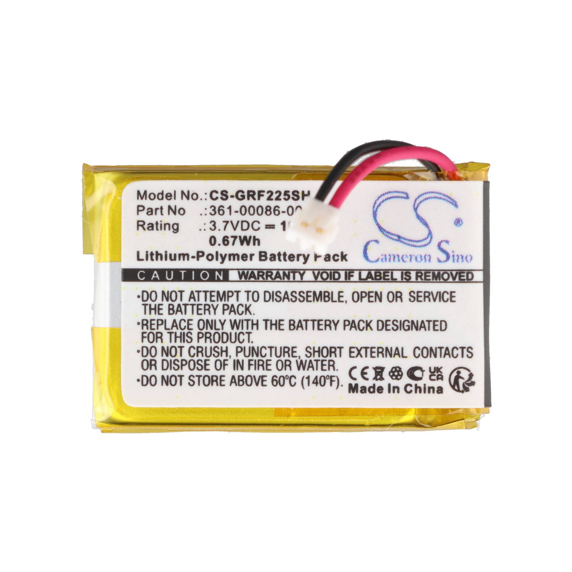 Batterie compatible avec Garmin Vivoactive 4, Forerunner 225, Approach G10, 361-00086-23, 3,7 V 180 mAh