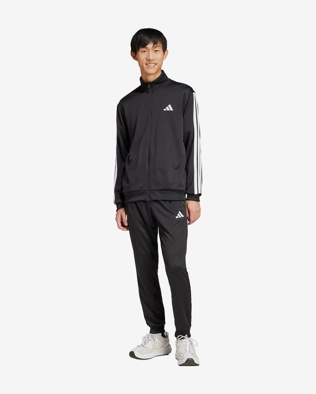 Survêtement adidas Sportswear Basic French Terry 3 Stripes noir blanc - S