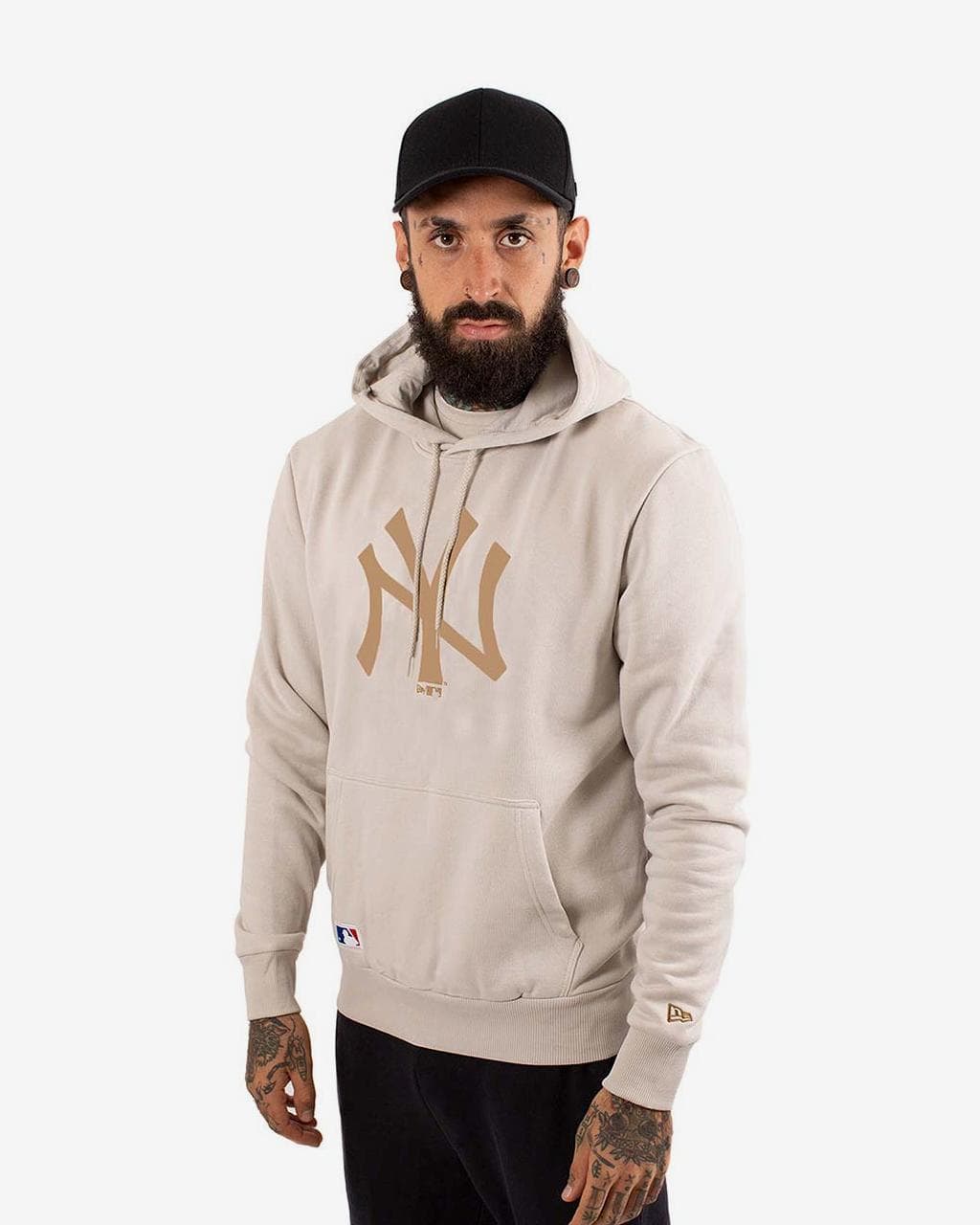 Sweatshirt à capuche New Era MLB Regular Mid Logo New York Yankees beige - XS