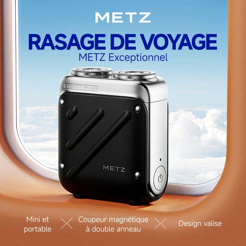 METZ Rasoir électrique pour homme style voiture supersportive, portable, coffret cadeau, cadeau parfait pour la Saint-Valentin de Qixi pour petit ami et père, Argent irisé