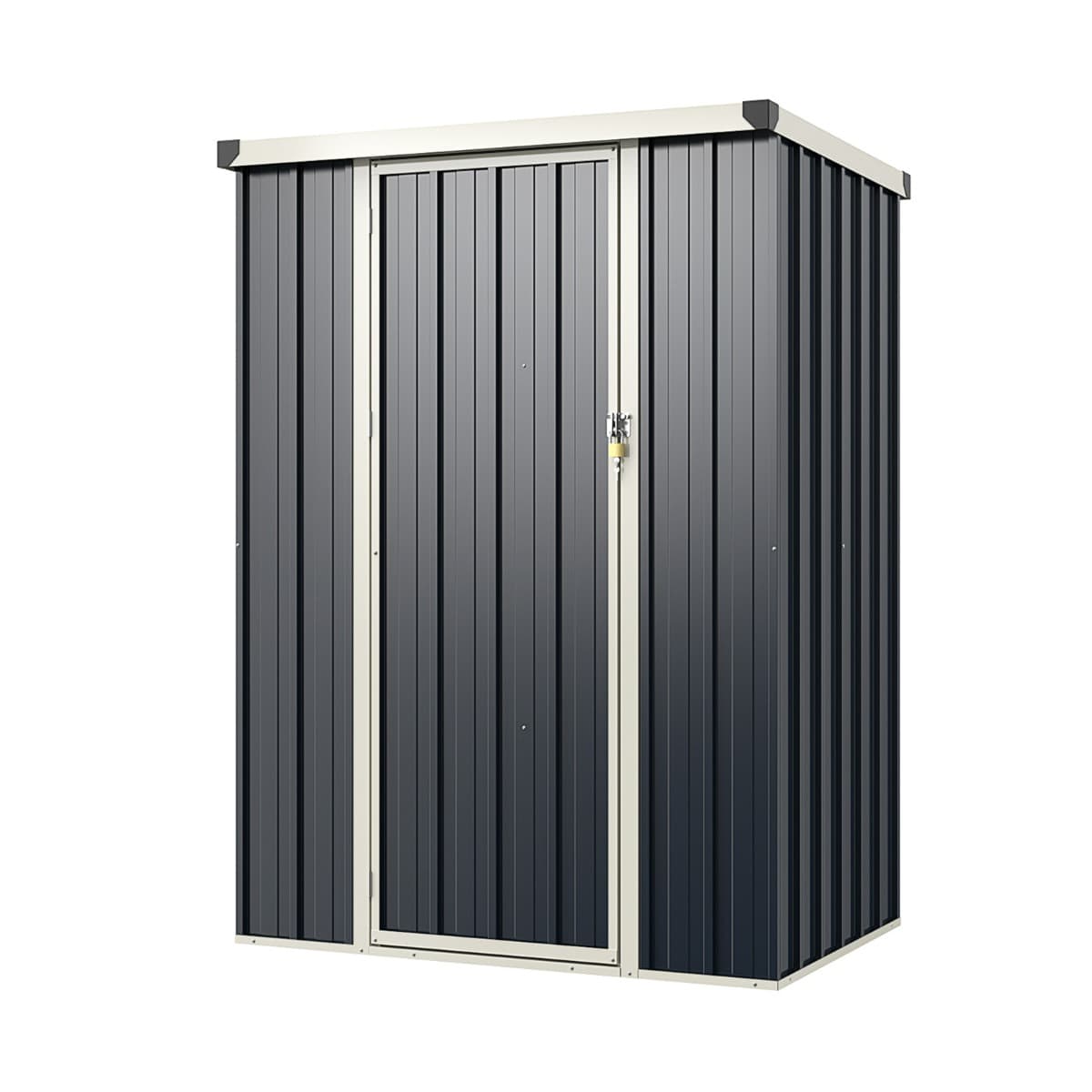 CostwayAbri de Jardin Extérieur en Métal Abri en Acier Antirouille et Résistant aux Intempéries avec Porte Verrouillable 117 x 89 x 162 CM Gris